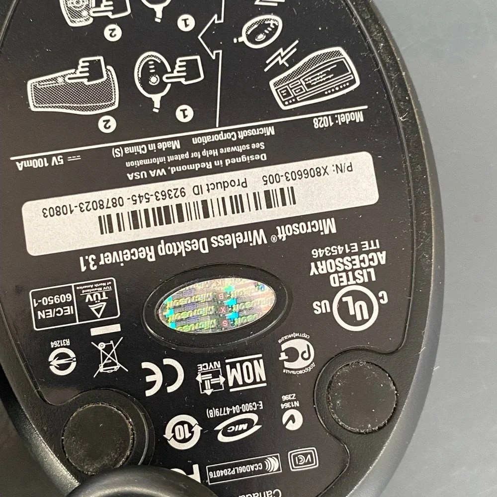 Microsoft Wireless Laser Mouse 5000 Model 1058 + Desktop Receiver